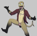  abs anthro balls bottomless clothed clothing fish flaccid kuiper_(zawmg) male marine mostly_nude nipples open_shirt pecs penis shark shirt solo tongue tongue_out uncut zawmg 
