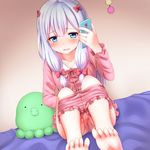  bad_id bad_pixiv_id bangs bare_legs barefoot blue_eyes blush bow cellphone clothed_masturbation eromanga_sensei eyebrows_visible_through_hair faubynet fingering fingering_through_clothes fingering_through_panties hair_bow highres holding holding_phone indoors izumi_sagiri long_hair looking_at_viewer masturbation masturbation_through_clothing open_mouth pajamas panties phone pink_bow pussy_juice shorts shorts_pull silver_hair sitting smartphone solo stuffed_animal stuffed_octopus stuffed_toy talking_on_phone tareme tears through_clothes toes trembling underwear white_panties 