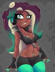  2017 ambris breasts cephalopod cleavage clothed clothing female fingerless_gloves gloves headphones hi_res humanoid looking_at_viewer marina_(splatoon) marine midriff navel nintendo not_furry octoling solo splatoon tentacle_hair tentacles video_games 