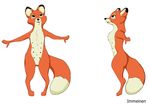  2017 animal_genitalia anthro canine disney exhibitionism female fox fox_and_the_hound hi_res immeinen mammal nude open_mouth simple_background sketch smile solo vixey 
