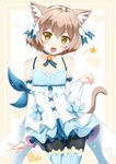  :d animal_ears arm_ribbon bangs bare_shoulders black_legwear blue_bow blue_choker blue_legwear blue_ribbon blush bob_cut bolo_tie bow bow_dress brown_hair cat_ears cat_tail catstudioinc_(punepuni) choker clenched_hand collarbone commentary cowboy_shot cross-laced_clothes crossed_legs detached_sleeves dress dress_bow eyebrows_visible_through_hair fang felix_argyle frilled_dress frills front-tie_top hair_between_eyes hair_bow hair_ribbon halftone halftone_background hand_up happy heart heart_background jewelry large_bow layered_dress looking_at_viewer male_focus open_hand open_mouth otoko_no_ko pantyhose parted_bangs paw_pose pendant re:zero_kara_hajimeru_isekai_seikatsu ribbon short_dress short_eyebrows short_hair signature simple_background slit_pupils smile solo spaghetti_strap spoken_star standing striped striped_legwear striped_ribbon tail thick_eyebrows thighhighs thighhighs_over_pantyhose two-tone_background vertical-striped_legwear vertical_stripes white_background white_bow yellow_background yellow_eyes 