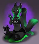  aimi anthro canine clothed clothing duo feline female feral hi_res kneeling legwear looking_at_viewer mammal smile stockings wide_hips 