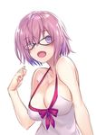  blush breasts cleavage collarbone eyebrows_visible_through_hair fate/grand_order fate_(series) glasses large_breasts looking_at_viewer mash_kyrielight open_mouth purple_eyes purple_hair short_hair sketch smile solo upper_body yilan 