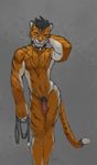  anthro balls collar feline flaccid humanoid_penis julicat looking_at_viewer male mammal nipples partially_retracted_foreskin penis sketch smile solo standing tiger uncut 
