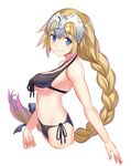  bikini black_bikini blonde_hair blue_eyes blush braid breasts closed_mouth eyebrows_visible_through_hair fate/apocrypha fate_(series) from_side headpiece jeanne_d'arc_(fate) jeanne_d'arc_(fate)_(all) large_breasts long_hair looking_at_viewer sideboob sketch smile solo swimsuit very_long_hair yilan 