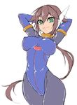  1girl aile bodysuit breasts brown_hair capcom ponytail rockman rockman_zx tagme 