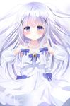  alternate_costume alternate_hairstyle angel_wings armpit_peek bangs bare_shoulders blue_eyes blush brooch closed_mouth collarbone commentary_request cowboy_shot dress eyebrows_visible_through_hair feathers flat_chest foreshortening gloves gochuumon_wa_usagi_desu_ka? hair_ornament hairclip halter_dress halterneck highres jewelry kafuu_chino kouda_suzu light_blue_hair long_hair looking_at_viewer outstretched_arms sidelocks smile solo two_side_up very_long_hair white_background white_dress white_gloves white_wings wings x_hair_ornament 