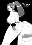  breasts darabuchi fatal_fury fingerless_gloves gloves greyscale huge_breasts japanese_clothes large_breasts monochrome ninja pelvic_curtain ponytail revealing_clothes shiranui_mai sideboob snk solo the_king_of_fighters 