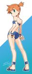  :o adjusting_clothes adjusting_swimsuit armlet ass back bare_arms bikini blue_bikini breasts feet from_behind from_side green_eyes io_naomichi kasumi_(pokemon) looking_at_viewer orange_hair poke_ball poke_ball_(generic) pokemon pokemon_(game) pokemon_frlg sandals side_ponytail sideboob signature small_breasts solo swimsuit 