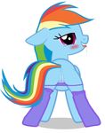  2017 blush butt clothing equine feathered_wings feathers female feral friendship_is_magic hair legwear looking_at_viewer mammal multicolored_hair my_little_pony nude panties pegasus presenting presenting_hindquarters presenting_pussy pussy pussy_juice rainbow_dash_(mlp) rainbow_hair saliva socks tongue underwear wings 