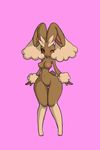  big_breasts blush breasts female full_body invalid_tag kewon looking_at_viewer lopunny navel nintendo nipples one_eye_closed pink_background pink_eyes pok&eacute;mon simple_background smile solo standing tagme video_games wink 