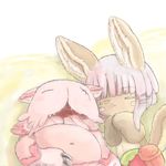  artist_request eyes_closed furry made_in_abyss nanachi_(made_in_abyss) open_mouth rabbit white_hair 