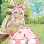  artist_request brown_eyes furry long_hair made_in_abyss nanachi_(made_in_abyss) open_mouth white_hair 