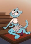 anal anal_masturbation anal_penetration anus biting_lip breasts butt cartoon_network cat clothe clothed clothing dildo feline female looking_up mammal masturbation mother nicole_watterson not_by_me parent penetration sex_toy side_boob solo stairs the_amazing_world_of_gumball 