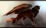  avian black_hair canine feathered_wings feathers fox green_eyes hair hybrid mammal ostinlein simple_background standing wings wolf 