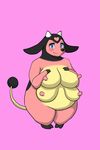 big_breasts blue_eyes blush breasts female full_body invalid_tag kewon looking_at_viewer miltank nintendo nipples pink_background pok&eacute;mon simple_background smile solo standing video_games 
