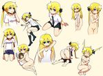  blonde_hair blue_eyes blush body_pillow breasts brown_eyes brown_hair censored commentary_request dakimakura_(object) doria_(5073726) hair_ribbon implied_yuri kill_me_baby long_hair mosaic_censoring multiple_girls navel nipples nude open_mouth oribe_yasuna pillow ribbon school_uniform short_hair small_breasts sonya_(kill_me_baby) twintails 