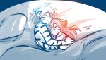  2018 alternate_species anthro bed bedding blanket casual_nudity covering cuddling duo eyes_closed feline female flora_(twokinds) fur furrification hair happy hi_res hug keidran lying male mammal monochrome nude on_bed on_side pantherine pillow simple_background sketch sleeping smile striped_fur stripes tiger tiger_trace tom_fischbach trace_legacy twokinds under_covers webcomic 