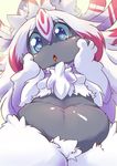  blue_eyes furry multicolored_hair open_mouth ukan_muri 