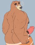  2017 anthro bear big_butt butt erection fur looking_at_viewer male mammal nozomi-tao nude penis presenting presenting_hindquarters solo thick_penis 