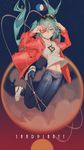  alternate_costume aqua_eyes aqua_hair bad_id bad_pixiv_id denim eyewear_on_head groin hatsune_miku highres jacket jeans jumping long_hair midriff name_(name-des) navel pants shirt shoes sneakers solo suna_no_wakusei_(vocaloid) sunglasses t-shirt twintails vocaloid 