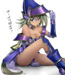  apprentice_illusion_magician bad_id bad_pixiv_id bare_shoulders blonde_hair blush breasts dark_skin dress duel_monster earrings elbow_gloves gloves hat jewelry large_breasts long_hair looking_at_viewer love_(pspdspsp) very_long_hair wizard_hat yuu-gi-ou 