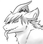  2009 ahemai ahemai_(maim) demon fur hair half-closed_eyes horn maim male mammal mane simple_background sketch solo tongue 