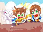  aile android brown_hair cyborg eating girouette green_eyes hot_dog long_hair rockman rockman_zx short_hair tagme vent 