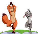  anthro canine disney fox judy_hopps lagomorph mammal multiple_poses nick_wilde nude pose rabbit reagan700 yoga zootopia 
