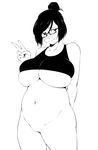  1girl breasts khexxi large_breasts mei_(overwatch) monochrome overwatch solo tagme 