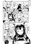  ? breasts comic etorofu_(kantai_collection) greyscale headgear highres kantai_collection large_breasts long_hair machinery monochrome motion_lines multiple_girls mutsu_(kantai_collection) nagato_(kantai_collection) non-web_source open_mouth remodel_(kantai_collection) sakazaki_freddy short_hair smile sparkle_background sweatdrop translated 