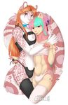  accelo accelo_(character) alpha_channel bell blue_eyes bulge cat_keyhole_bra cat_lingerie clothed clothing collar crossdressing duo feline fur girly hair heterochromia hideaki_(character) hug keyhole leopard lingerie long_tail male mammal orange_hair pink_fur purple_eyes red_eyes simple_background snow_leopard transparent_background white_fur 