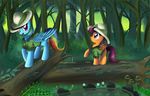  blue_feathers clothed clothing day detailed_background duo equine eyelashes feathered_wings feathers female feral friendship_is_magic hair hat hooves mammal multicolored_hair my_little_pony outside pegasus pridark purple_hair rainbow_dash_(mlp) rainbow_hair scootaloo_(mlp) smile wings 