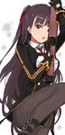  :o bangs black_gloves black_hair black_legwear black_skirt bullpup girls_frontline gloves gun hair_ribbon high-waist_skirt holding holding_gun holding_weapon jacket knee_up long_hair looking_at_viewer military military_uniform one_side_up open_clothes open_jacket open_mouth pantyhose pinch_(nesume) red_eyes red_ribbon ribbon rifle skirt sniper_rifle solo suspenders uniform v-shaped_eyebrows wa2000_(girls_frontline) walther walther_wa_2000 weapon 
