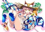  animal_ears bikini blue_bikini breasts commentary_request ears_through_headwear fang fate/extra fate/extra_ccc fate/grand_order fate_(series) fox_ears fox_tail fujima_takuya hat innertube large_breasts legs_up long_hair looking_at_viewer lying open_mouth pink_hair see-through shirt solo sun_hat swimsuit t-shirt tail tamamo_(fate)_(all) tamamo_no_mae_(fate) tamamo_no_mae_(swimsuit_lancer)_(fate) wet wet_clothes wet_shirt wet_t-shirt yellow_eyes 