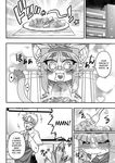  cat comic english_text eyewear feline female food glasses greyscale human humanoid male mammal midori_(nakagami_takashi) monochrome nakagami_takashi size_difference tagme text 