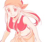  bandana earrings eyebrows_visible_through_hair fullmetal_alchemist jewelry long_hair looking_away monochrome open_mouth ponytail shirou_(vista) simple_background smile solo tank_top white_background winry_rockbell 