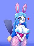  &lt;3 basketgardevoir big_breasts blue_hair blue_nipples breasts celeste_(basketgardevoir) female hair nintendo nipples oshawott pok&eacute;mon solo video_games 