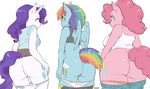 2014 anthro anthrofied blue_eyes blue_feathers bra butt clothed clothing cutie_mark earth_pony equine feathered_wings feathers female friendship_is_magic group hair horn horse looking_at_viewer looking_back mammal multicolored_hair my_little_pony panties panties_down pegasus pink_hair pinkie_pie_(mlp) polka_dots pony purple_hair rainbow_dash_(mlp) rainbow_hair rarity_(mlp) rear_view shirt simple_background skirt slightly_chubby smile take_your_pick tank_top the-rasp-b translucent underwear undressing unicorn white_background wings 