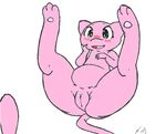  blush clitoris female feral kamikitsu legendary_pok&eacute;mon mew nintendo pok&eacute;mon presenting presenting_pussy pussy simple_background spread_legs spreading video_games white_backround 