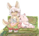  artist_request brown_eyes furry made_in_abyss nanachi_(made_in_abyss) open_mouth rabbit white_hair 