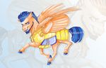  2017 blue_hair earthsong9405 equine feathered_wings feathers feral flash_sentry_(mlp) friendship_is_magic hair horn looking_at_viewer male mammal multicolored_hair my_little_pony pegasus solo wings 