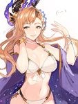  bangs bare_shoulders bikini bracelet braid brown_eyes brown_hair choker flower granblue_fantasy hair_flower hair_ornament jewelry long_hair navel solo song_(granblue_fantasy) swimsuit tomo_(tomorag7) white_background 