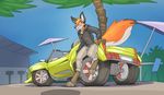  banding_(artifact) canine car compression_artifacts fluffy fluffy_tail fox furfragged hi_res male mammal sitting vehicle wallpaper 