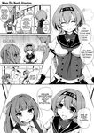  2girls admiral_(kantai_collection) blush braid comic commentary crying dress english eyebrows_visible_through_hair gloves greyscale hair_between_eyes hair_ribbon hand_on_another's_cheek hand_on_another's_face headband highres indoors kantai_collection kasumi_(kantai_collection) military military_uniform monochrome multiple_girls pinafore_dress remodel_(kantai_collection) ribbon sailor_collar school_uniform serafuku sheita side_ponytail tears teruzuki_(kantai_collection) tug twin_braids uniform 