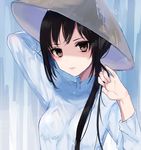  axis_powers_hetalia brown_eyes brown_hair furumachi_(_trisannkaku) hat lips long_hair looking_at_viewer rain rice_hat solo vietnam vietnam_(hetalia) vietnamese_dress water_drop wet wet_clothes 