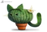  :&lt; ambiguous_gender cactus cat cryptid-creations feline feral flora_fauna flower flower_pot grumpy humor mammal plant pun simple_background solo visual_pun whiskers white_background 