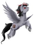 alpha_channel black_hair cutie_mark equine fan_character feathered_wings feathers grey_feathers hair hooves mammal my_little_pony pegasus pridark red_eyes simple_background transparent_background wings 