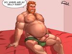  1boy bara beard body_hair dream_daddy erection facial_hair fat male_focus orange_hair penis solo 