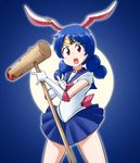  :o animal_ears bishoujo_senshi_sailor_moon blood bloody_weapon blue_hair blush bow buck_teeth bunny_ears circlet commentary_request cosplay elbow_gloves gloves hammer jewelry kine kousei_(public_planet) looking_at_viewer multi-tied_hair pointing pointing_at_viewer pun red_eyes sailor_moon sailor_moon_(cosplay) sailor_senshi_uniform school_uniform seiran_(touhou) serafuku simple_background single_earring skirt solo touhou tsuki_ni_kawatte_oshioki_yo twintails v-shaped_eyebrows weapon 